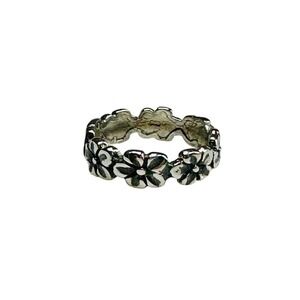 Sterling Silver 925 Floral Eternity Band Ring Flower Stackable Boho Size 9